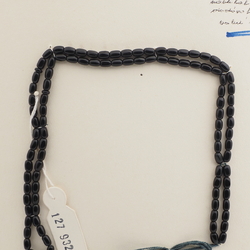 Vintage Czech sample card prayer bead strand 99 black glass beads