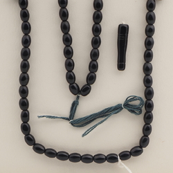 Vintage Czech sample prayer bead strand 99 black glass beads