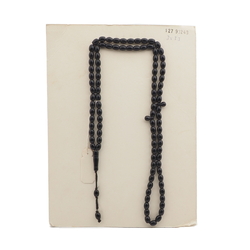 Vintage Czech 99 black oval teardrop glass bead prayer bead strand 