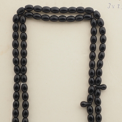 Vintage Czech 99 black oval teardrop glass bead prayer bead strand 