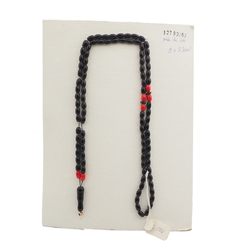 Vintage Czech black red glass bead prayer bead strand 