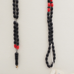 Vintage Czech black red glass bead prayer bead strand 