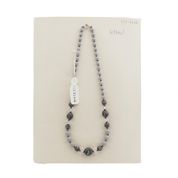 Vintage Czech necklace pink marble clear glass beads 