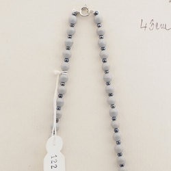 Vintage Czech necklace pink marble clear glass beads 