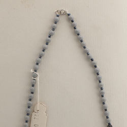 Vintage Czech necklace pink marble silver crystal glass beads 