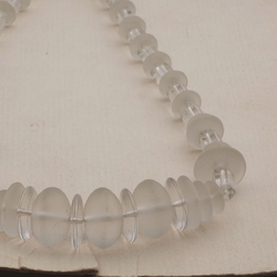Vintage Czech necklace frost clear rondelle pentagon glass beads 