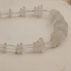 Vintage Czech necklace frost clear rondelle pentagon glass beads 