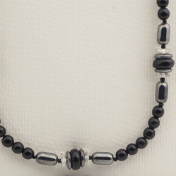 Vintage Czech necklace clear black hematite glass beads 