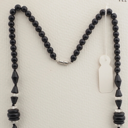 Vintage Czech necklace clear black round cone rondelle glass beads
