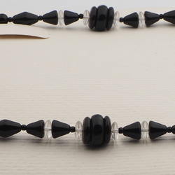 Vintage Czech necklace clear black round cone rondelle glass beads