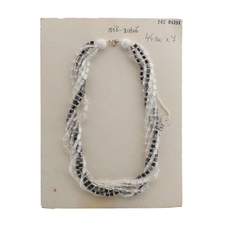 Vintage Czech 7 strand necklace satin atlas clear hematite glass beads
