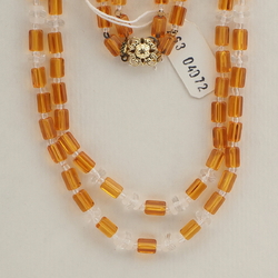 Vintage Czech 2 strand necklace topaz clear frost glass beads