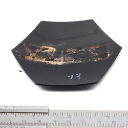 Antique Victorian poppy butterfly hand painted jet black glass hexagon jewelry element