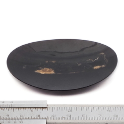 Antique Victorian peony flower hand painted oval jet black glass jewelry element