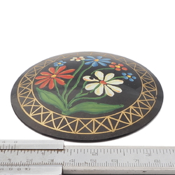 Antique Victorian floral hand painted gold gilt jet black glass jewelry element