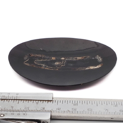 Antique Victorian hand painted fleur de lys jet black glass jewelry element