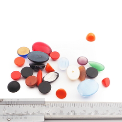 Lot (24) Czech vintage glass cabochons satin opaline marble pearl metallic