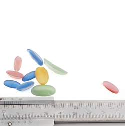 Lot (10) Czech vintage satin moonglow oval glass cabochons