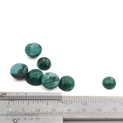 Lot (7) Czech vintage green satin marble glass cabochons