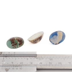 Lot (3) Czech vintage marble aventurine oval glass cabochons 20x15mm