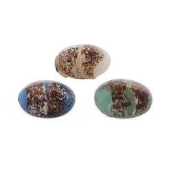 Lot (3) Czech vintage marble aventurine oval glass cabochons 20x15mm