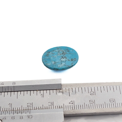 Czech vintage turquoise matrix marbled oval glass cabochon 19x14mm