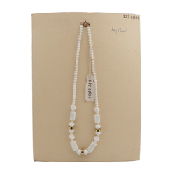 Vintage Czech necklace white rectangle oval glass beads 16"