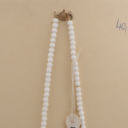 Vintage Czech necklace white rectangle oval glass beads 16"
