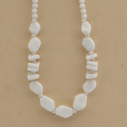 Vintage Czech necklace white square oval glass beads