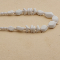 Vintage Czech necklace white square oval glass beads