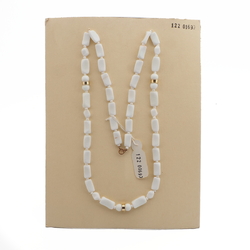 Vintage Czech necklace white round square nugget glass beads 27"