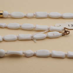 Vintage Czech necklace white round square nugget glass beads 27"