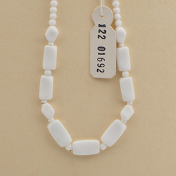Vintage Czech necklace white rectangle oval glass beads 16"
