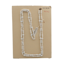 Vintage Czech necklace white rectangle ribbed oval glass beads 48"