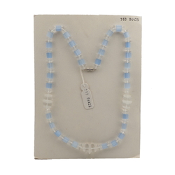 Vintage Czech necklace clear blue satin atlas glass beads 