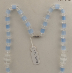 Vintage Czech necklace clear blue satin atlas glass beads 