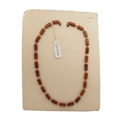 Vintage Czech link necklace caramel striped glass beads 18"