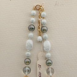 Vintage Czech necklace lustre marble glass beads 