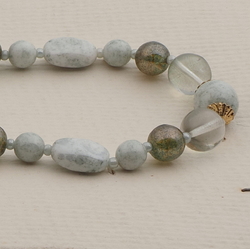Vintage Czech necklace lustre marble glass beads 