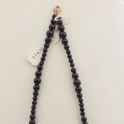 Vintage Czech necklace black clear green glass beads
