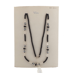 Vintage Czech necklace black frost pearl glass beads