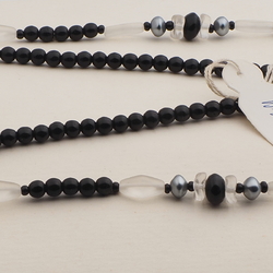 Vintage Czech necklace black frost pearl glass beads