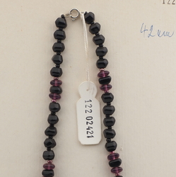 Vintage Czech necklace black purple glass beads 