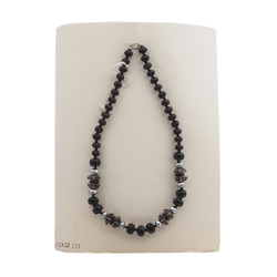 Vintage Czech necklace black melon pearl green glass beads 