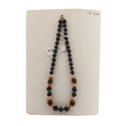 Vintage Czech necklace black pearl topaz glass beads 