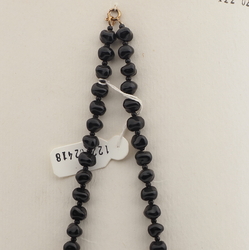 Vintage Czech necklace black pearl topaz glass beads 