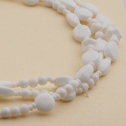 Vintage Czech 3 strand necklace white glass beads 15"