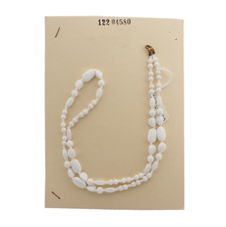 Vintage Czech necklace white rectangle triangle feather oval glass beads