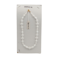 Vintage Czech necklace white triangle square bicone glass beads