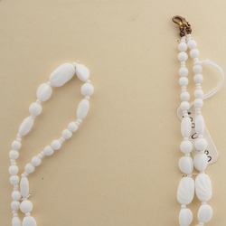 Vintage Czech necklace white rectangle triangle feather oval glass beads
